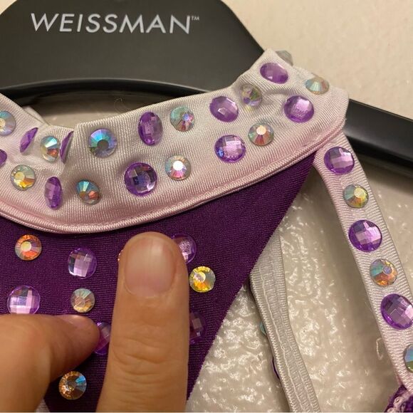 Glamour dance costume purple sequin gems rhinestone fringe embellished child M/L - Picture 14 of 14